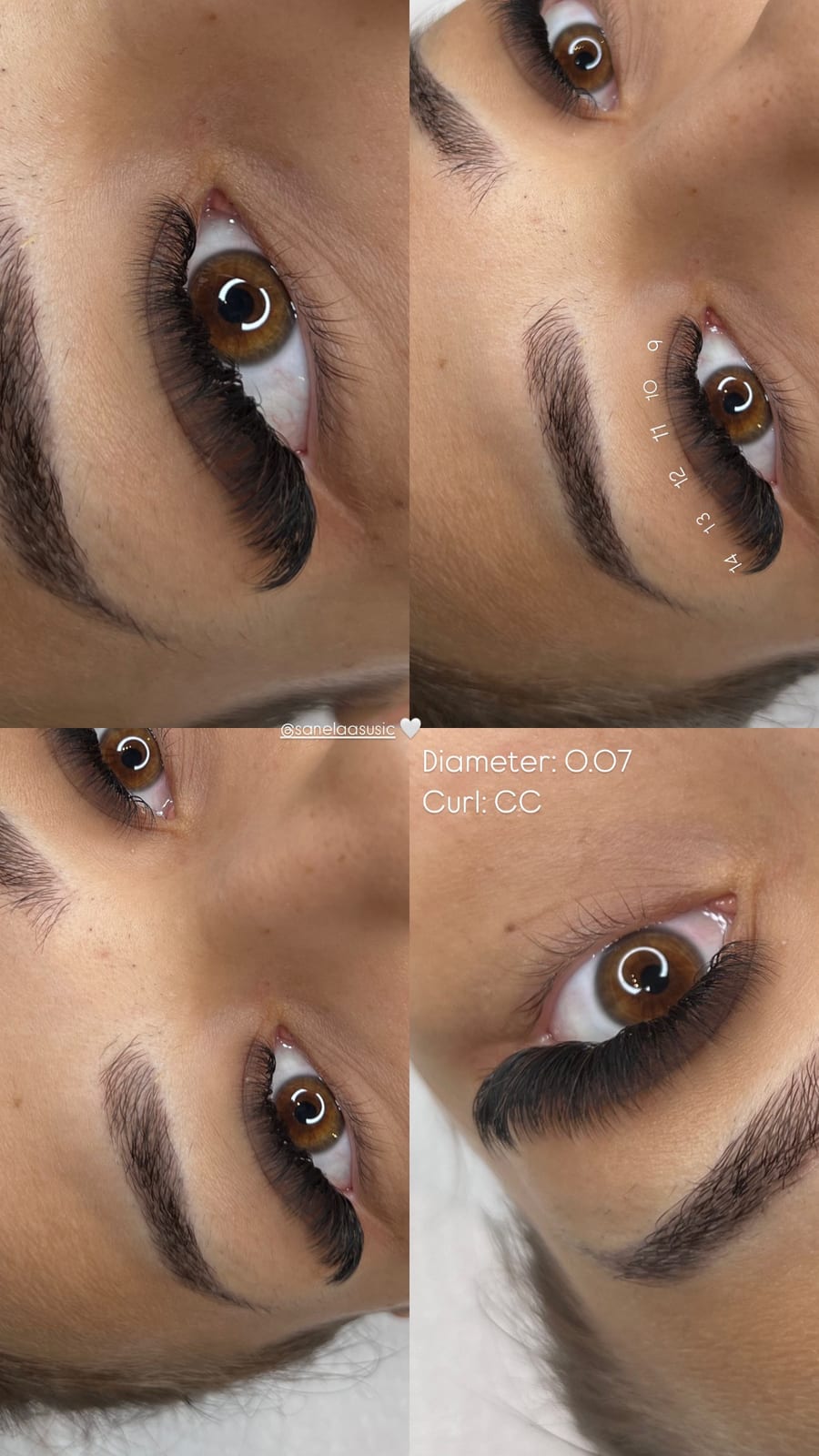Volume Lashes mit Curl- und Durchmesserangabe